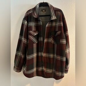 Freedom Foundry Fleece Lined Burgundy Plaid Shirt Jacket Size 3XL